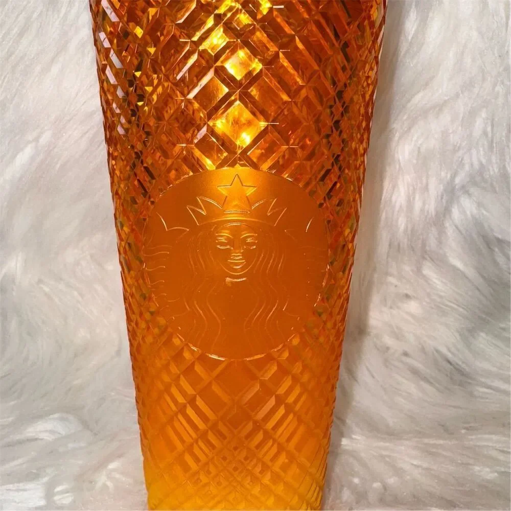Starbucks Orange‎ Mango Jeweled Grid Gradient Venti Tumbler 24oz